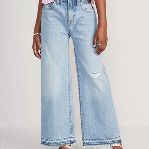 Girls Light Blue Wide-Leg Jeans